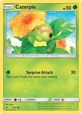 Caterpie — SM - Burning Shadows Pokémon TCG card by Mitsuhiro Arita