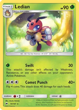 Ledian — SM - Burning Shadows Pokémon TCG card by Atsuko Nishida