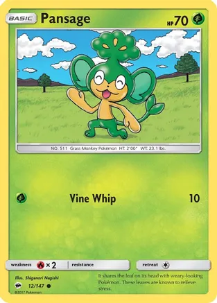 Pansage — SM - Burning Shadows Pokémon TCG card by Shigenori Negishi