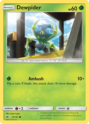 Dewpider — SM - Burning Shadows Pokémon TCG card by Kouki Saitou