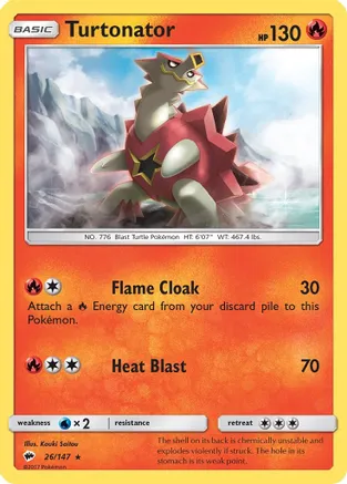 Turtonator — SM - Burning Shadows Pokémon TCG card by Kouki Saitou