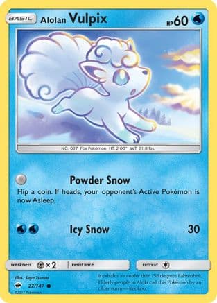Alolan Vulpix — SM - Burning Shadows Pokémon TCG card by Saya Tsuruta