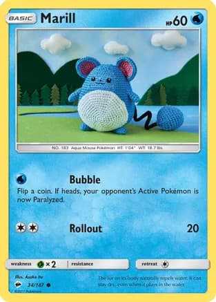 Marill — SM - Burning Shadows Pokémon TCG card by Asako Ito