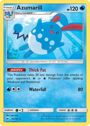 Azumarill — SM - Burning Shadows Pokémon TCG card by miki kudo