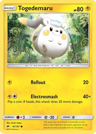 Togedemaru — SM - Burning Shadows Pokémon TCG card by Kouki Saitou