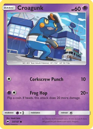 Croagunk — SM - Burning Shadows Pokémon TCG card by Naoki Saito