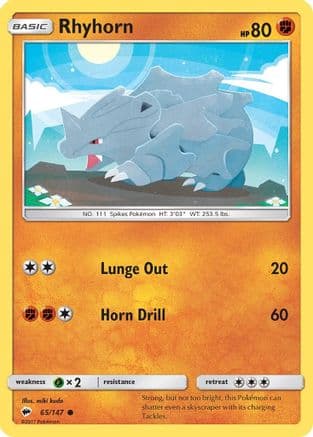 Rhyhorn — SM - Burning Shadows Pokémon TCG card by miki kudo
