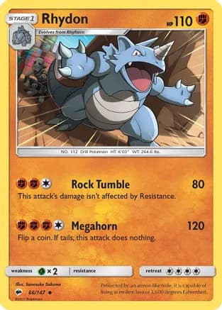 Rhydon — SM - Burning Shadows Pokémon TCG card by Sanosuke Sakuma