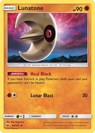 Lunatone — SM - Burning Shadows Pokémon TCG card by Shin Nagasawa