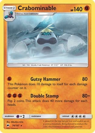 Crabominable — SM - Burning Shadows Pokémon TCG card by Mitsuhiro Arita