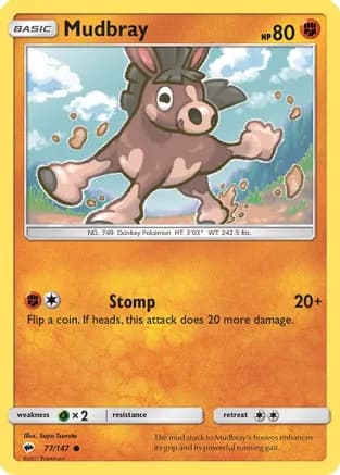 Mudbray — SM - Burning Shadows Pokémon TCG card by Saya Tsuruta
