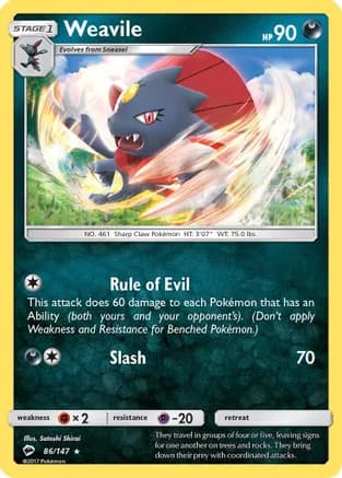 Weavile — SM - Burning Shadows Pokémon TCG card by Satoshi Shirai