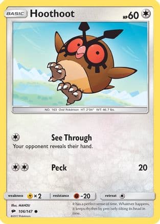 Hoothoot — SM - Burning Shadows Pokémon TCG card by MAHOU