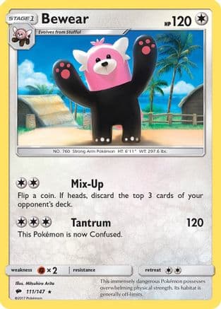 Bewear — SM - Burning Shadows Pokémon TCG card by Mitsuhiro Arita