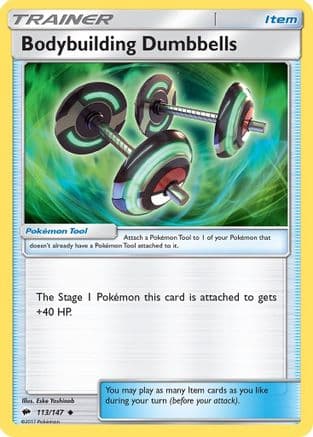 Bodybuilding Dumbbells — SM - Burning Shadows Pokémon TCG card by Eske Yoshinob
