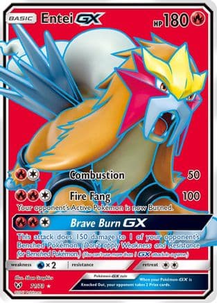 Entei GX (Full Art) — Shining Legends Pokémon TCG card by AKIRA EGAWA