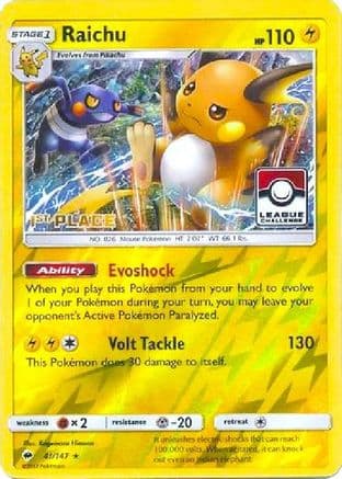 Raichu - 41/147 (League Challenge) [1st Place] — League & Championship Cards Pokémon TCG card by Unknown