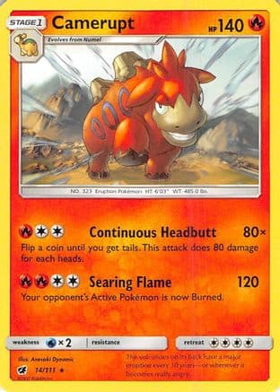 Camerupt — SM - Crimson Invasion Pokémon TCG card by yuu
