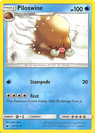 Piloswine — SM - Crimson Invasion Pokémon TCG card by Kouki Saitou