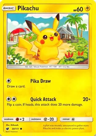 Pikachu — SM - Crimson Invasion Pokémon TCG card by Shibuzoh.