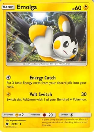Emolga — SM - Crimson Invasion Pokémon TCG card by Kagemaru Himeno