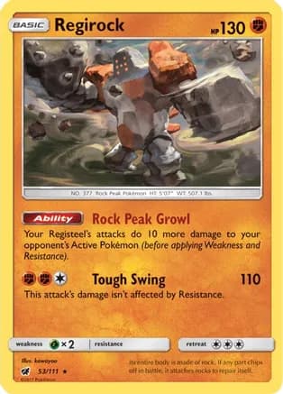 Regirock — SM - Crimson Invasion Pokémon TCG card by kawayoo