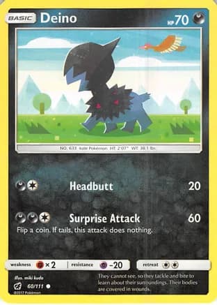 Deino — SM - Crimson Invasion Pokémon TCG card by miki kudo