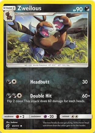 Zweilous — SM - Crimson Invasion Pokémon TCG card by kodama