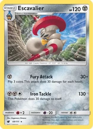 Escavalier — SM - Crimson Invasion Pokémon TCG card by Kagemaru Himeno