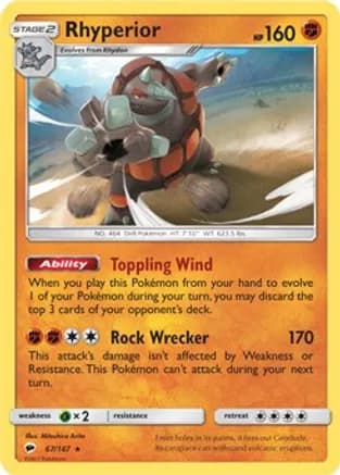 Rhyperior - 67/147 (SM Burning Shadows) — Deck Exclusives