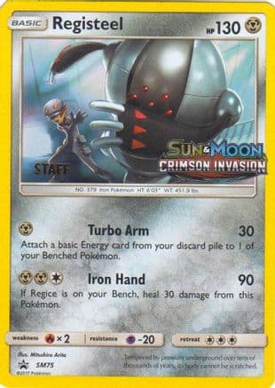 Registeel - SM75 (Prerelease) [Staff] — SM Promos Pokémon TCG card by Mitsuhiro Arita