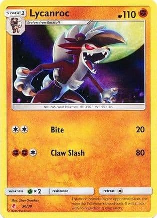 Lycanroc (#30 Holofoil) — Pokémon TCG card