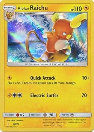 Alolan Raichu (#30 Holofoil) — Pokémon TCG card