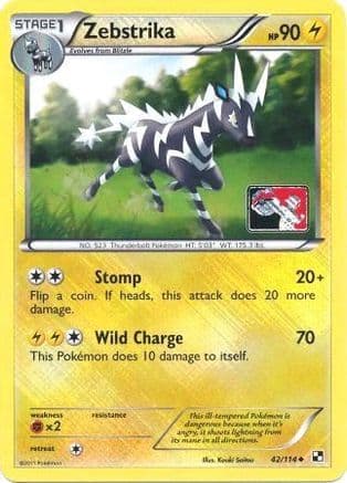Zebstrika - 42/114 (League Promo) — League & Championship Cards Pokémon TCG card by Kouki Saitou