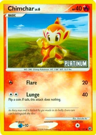 Chimchar - 56/100 [Platinum] — Burger King Promos Pokémon TCG card by Daisuke Ito