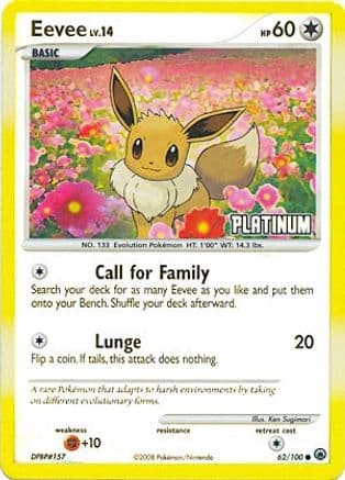 Eevee - 62/100 [Platinum] — Burger King Promos Pokémon TCG card by Ken Sugimori