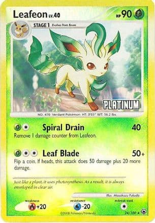 Leafeon - 24/100 [Platinum] — Burger King Promos Pokémon TCG card by Masakazu Fukuda