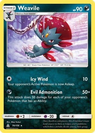 Weavile — SM - Ultra Prism Pokémon TCG card by Misa Tsutsui