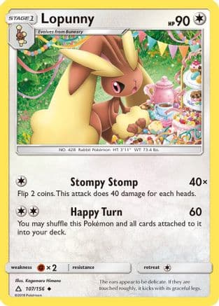 Lopunny — SM - Ultra Prism Pokémon TCG card by Kagemaru Himeno