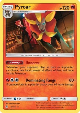 Pyroar — SM - Forbidden Light Pokémon TCG card by Mitsuhiro Arita