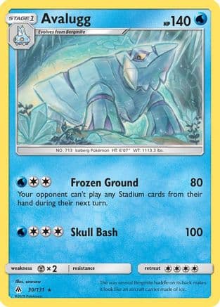Avalugg — SM - Forbidden Light Pokémon TCG card by sowsow