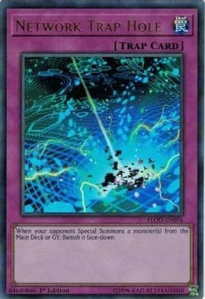 Network Trap Hole — Flames of Destruction Yu-Gi-Oh! card by KAZUKI TAKAHASHI