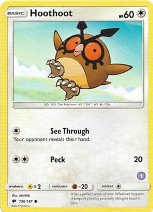 Hoothoot (1) — SM Trainer Kit: Alolan Sandslash & Alolan Ninetales Pokémon TCG card by MAHOU