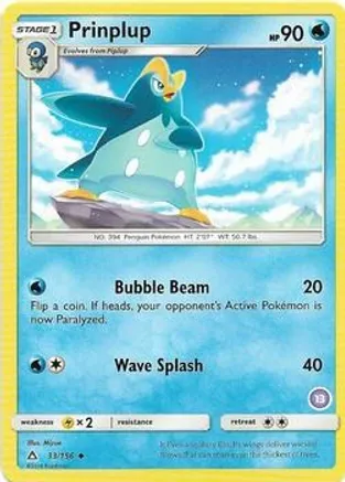Prinplup (13) — SM Trainer Kit: Alolan Sandslash & Alolan Ninetales Pokémon TCG card by Mizue