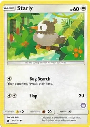 Starly (15) — SM Trainer Kit: Alolan Sandslash & Alolan Ninetales Pokémon TCG card by miki kudo