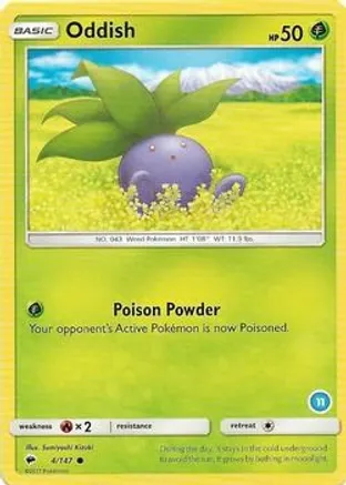 Oddish (11) — SM Trainer Kit: Alolan Sandslash & Alolan Ninetales Pokémon TCG card by Sumiyoshi Kizuki