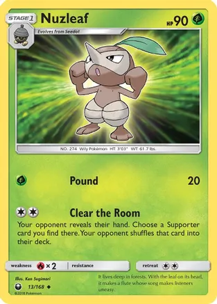 Nuzleaf — SM - Celestial Storm Pokémon TCG card by Ken Sugimori