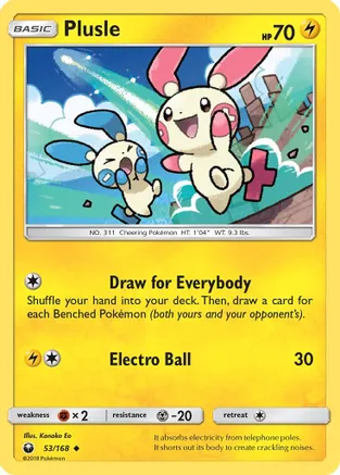Plusle — SM - Celestial Storm Pokémon TCG card by Kanako Eo