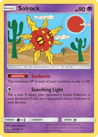Solrock — SM - Celestial Storm Pokémon TCG card by Kyoko Umemoto
