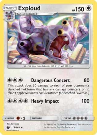 Exploud — SM - Celestial Storm Pokémon TCG card by kawayoo